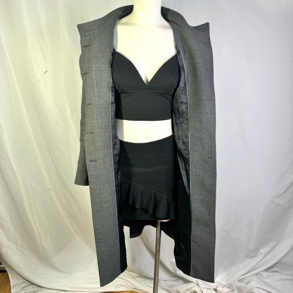 ZARA WOOL TRENCH COAT MILITARY COAT SINGLE BREAST GREY JACKET SIZE LARGE - Picture 12 of 16